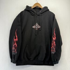 Vintage Orange County Choppers Hoodie Mens Large Black Flames USA Made Biker y2k